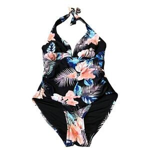 DKNY Tropical Print One Piece Swimsuit
